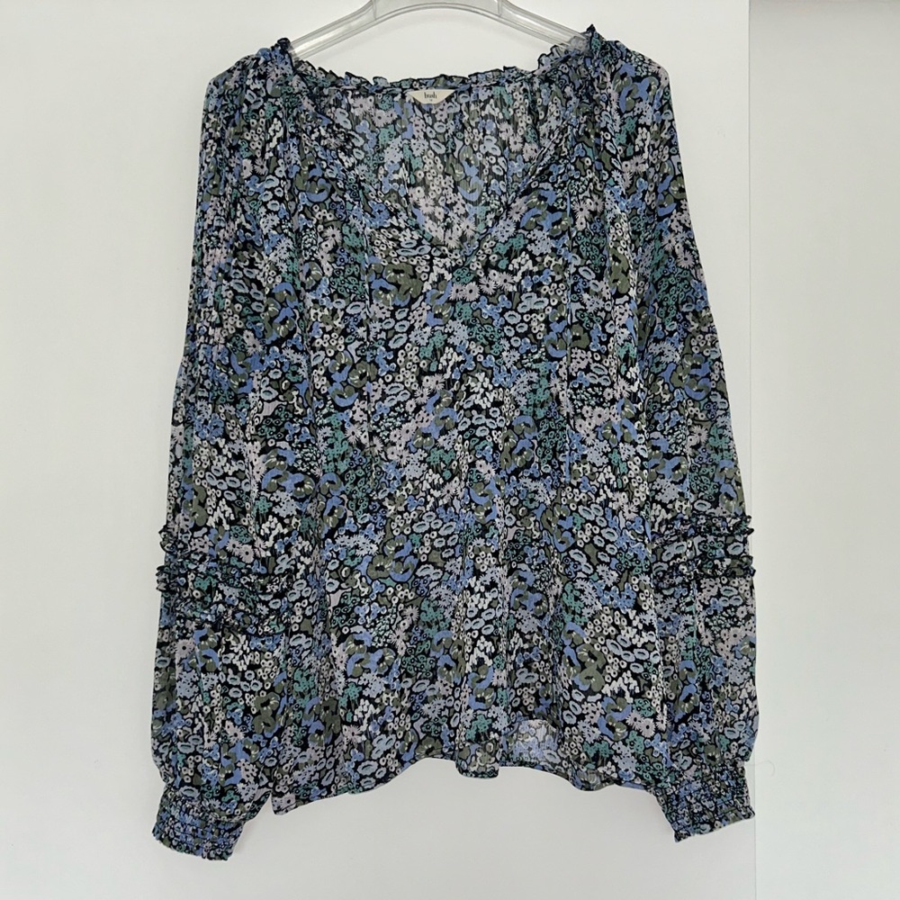 Hush Ruched Long Sleeve Floral Blouse